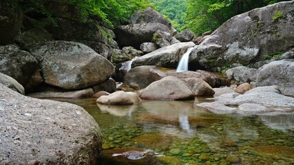 Scenery of the clean valley of Jiri Mountain in Korea