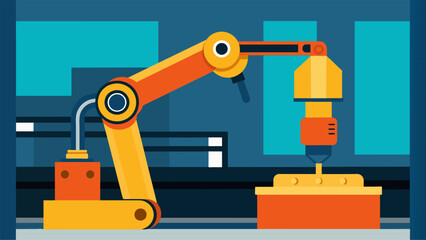 Closeup of a robot arm being programmed for precision movements on a factory assembly line.