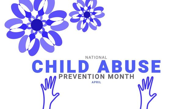 National child abuse prevention month. blue color flowers animation.