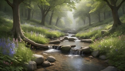 Create An Image Of A Tranquil Woodland Glen With A  2 - obrazy, fototapety, plakaty