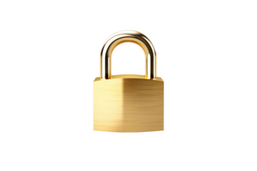 Guardian of Secrets: A Brass Padlock on a White Canvas. On a Clear PNG or White Background.