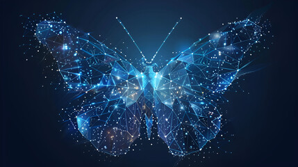 Butterfly composed of polygon Low poly vector illustration, generative Ai - obrazy, fototapety, plakaty