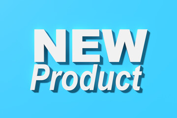 The word new product on blue background.