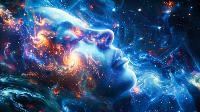 Abstract meditation, sleeping and dreaming composition