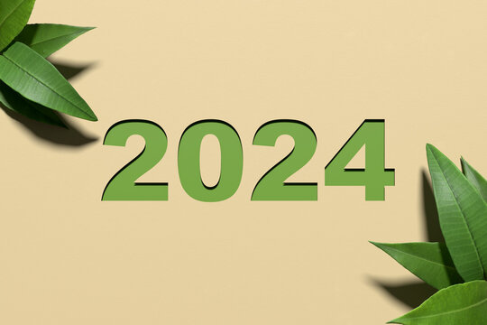 New Year 2024 green recycling and save our planet and earth environment. World water day 2024. Earth day.
