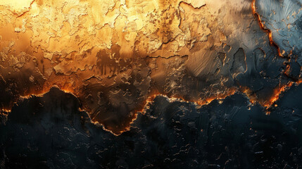 A painting of a fiery sky with a dark background