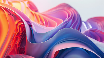 A colorful, abstract painting with a wave-like pattern
