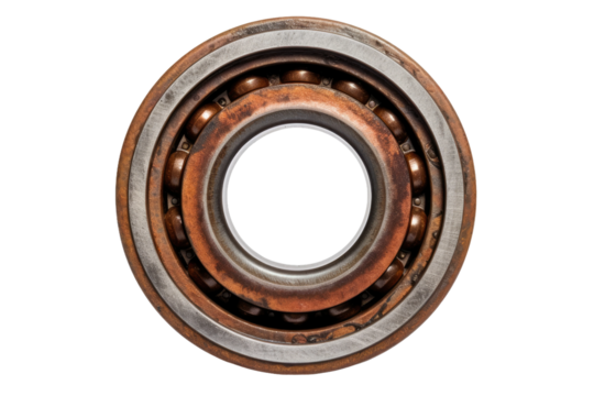 Gleaming Ball Bearing Rolling Gracefully on a Pure White Surface. On a Clear PNG or White Background.