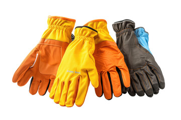 Trio of Ethereal Gloves Dancing on White Canvas. On a Clear PNG or White Background.