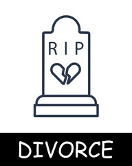 Grave line icon. Oath, divorce, marriage, court, husband, wife, quarrel, family. Black icons on a white background. Vector line icon for business and advertising