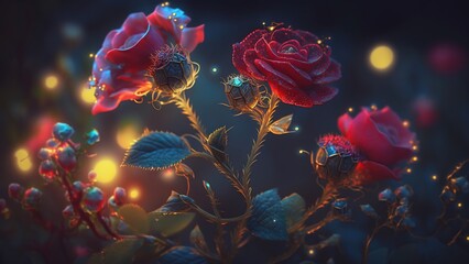 a red glowing rose