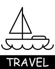 Raft line icon. Sail, movement, travel, road, trip, adventure, tourist, country, compass, resort, beach, ticket. Vector line icon for business and advertising.
