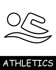 Swimming line icon. Rowing, water, athletics, running, gymnastics, competitions, coach, jumping, game, man, strength, health. Vector line icon for business and advertising