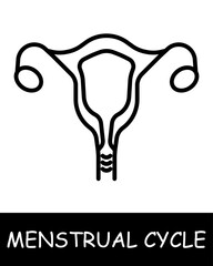 Uterus line icon. Pregnancy, ovaries, menstrual cycle, estrogen, hygiene, ovulation, hormones, women's health, pain. Vector line icon for business and advertising