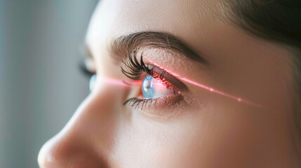 Female eye with laser vision correction, ophthalmology.