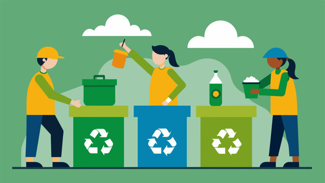 Closeup of workers sorting through recyclable materials at a manufacturing plant showcasing the implementation of a reduce reuse recycle