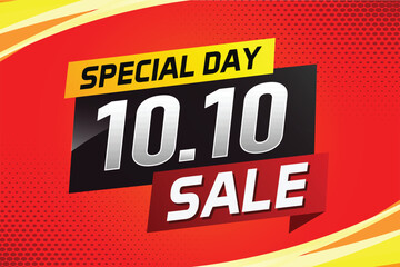 10.10 Special day sale word concept vector illustration with ribbon and 3d style for use landing page, template, ui, web, mobile app, poster, banner, flyer, background, gift card, coupon

