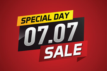 7.7 Special day sale word concept vector illustration with ribbon and 3d style for use landing page, template, ui, web, mobile app, poster, banner, flyer, background, gift card, coupon

