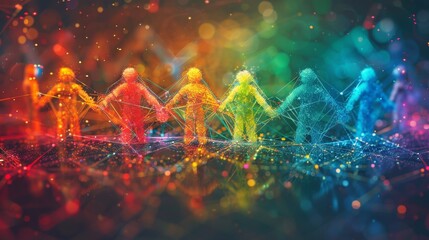 A colorful web of friendships weaving through lifes journey - obrazy, fototapety, plakaty