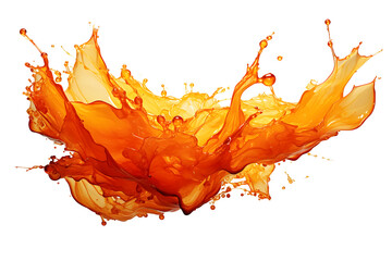 Pour orange or splash watercolor on wall isolated on cut out PNG or transparent background. Background Abstract Texture. Spread throughout area. It is kind of art.