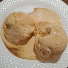 Closeup of Nolen Gurer Ice Cream, a popular Bengali dessert  