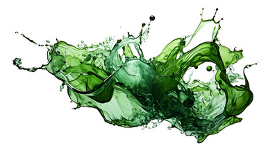 Pour dark green or splash watercolor on wall isolated on cut out PNG or transparent background. Background Abstract Texture. Spread throughout area. It is kind of art.