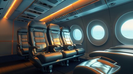 Luxurious Private Jet Interior With Modern Economic Seating Design