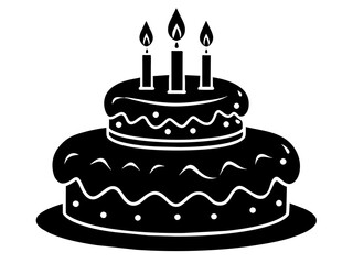 Trendy Flat Design Birthday Cake Icon: Simple Vector Image & Background Queries