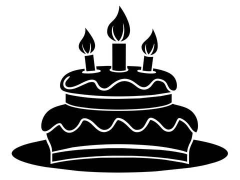 Trendy Flat Design Birthday Cake Icon: Simple Vector Image & Background Queries