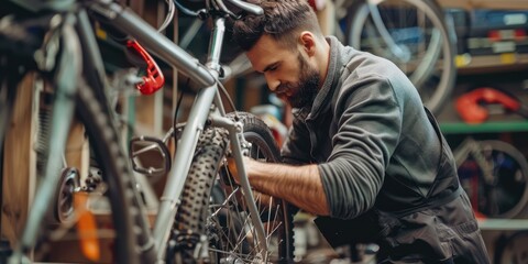 An image of mechanic concept with bike mechanic - Powered by Adobe