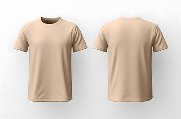Mockup of a beige t-shirt on a white background