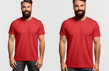 Mockup of a red t-shirt on a grey background