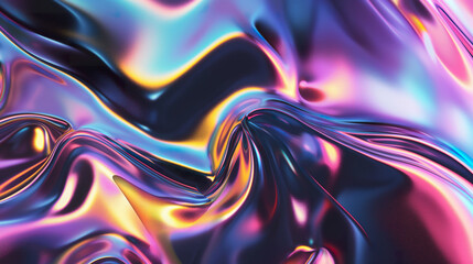 3d rendering, abstract ultraviolet background, holographic foil, iridescent texture, fashion fabric