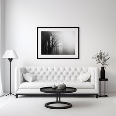 modern living room wall photo frame with sofa