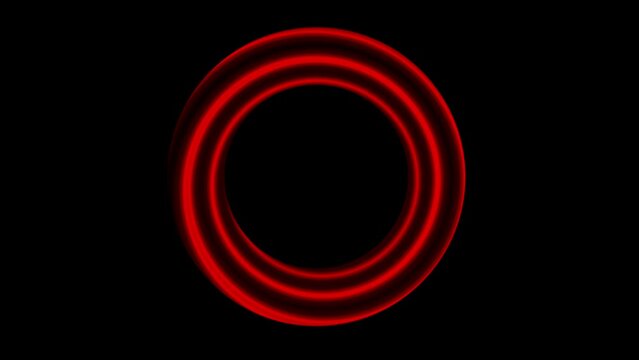 Seamless loop spinning red vortex textured circle on black background. Circular shaped logo animation