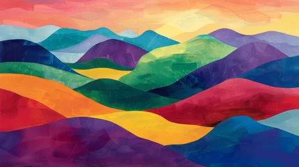 Papier Peint photo Lavable Montagnes Colorful abstract mountain landscape