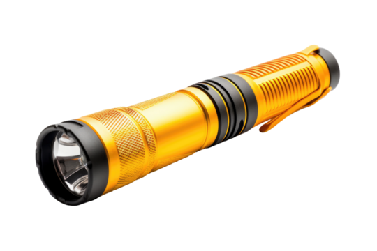 Illuminated Sunshine: A Yellow Flashlights Glow. On a Clear PNG or White Background.