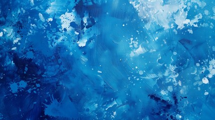 Fototapeta na wymiar Abstract blue paint strokes and splashes on canvas