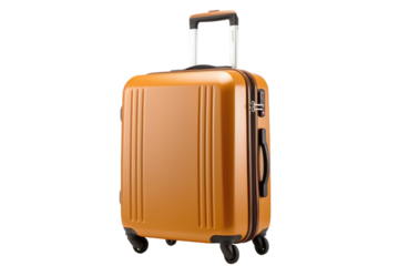 Rolling Dreams: An Orange Suitcase Embarking on a Journey. On a Clear PNG or White Background.