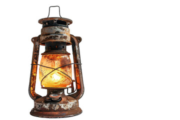 Rusted Metal Lantern Illuminated by Light - obrazy, fototapety, plakaty