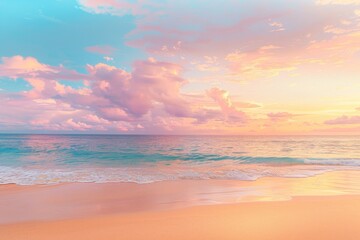 Fototapeta na wymiar Beach Sunset Painting With Clouds