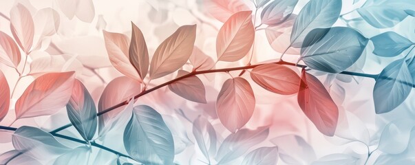 Artistic representation of translucent leaves with pastel gradient