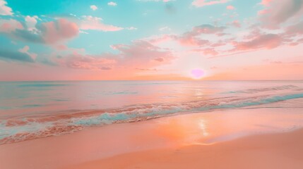 Sunset Painting on Beach - obrazy, fototapety, plakaty