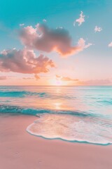 Sun Setting Over Ocean Beach