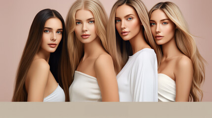 Fototapeta premium Beautiful Women Models on a Pastel Background