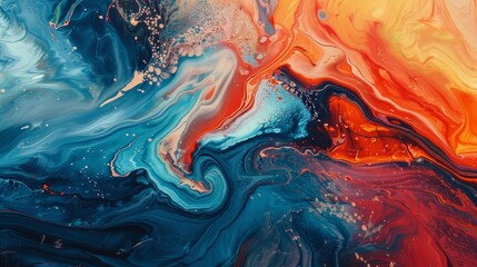 Abstract fluid art with vibrant colors - obrazy, fototapety, plakaty