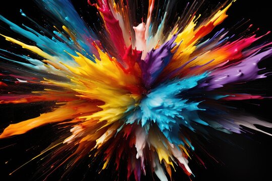 Colored powder explosion on gradient dark background, concept, Closeup Abstract colorful explosion on a black background, Ai generated