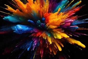 Colored powder explosion on gradient dark background, concept, Closeup Abstract colorful explosion on a black background, Ai generated