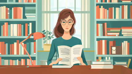 Female writer at her home office in the middle of her creative process