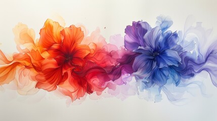 Abstract watercolor flowers in vibrant colors - obrazy, fototapety, plakaty